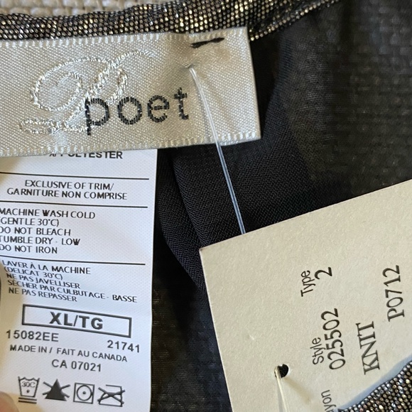 Poet Silver Metallic Lightweight Sheer Holiday Party Tank Camisole Top- Sz-XL - Picture 8 of 12